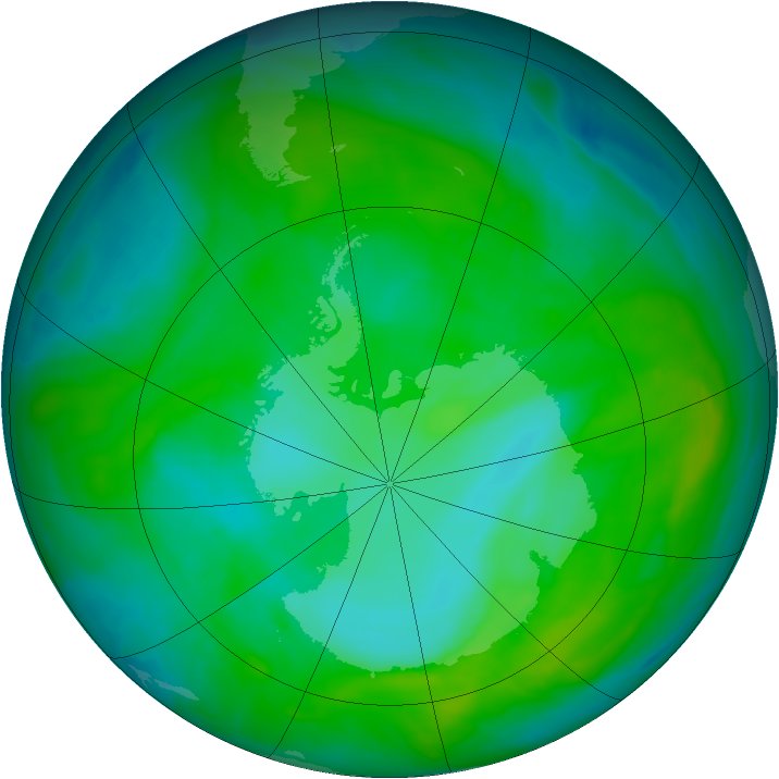 Antarctic ozone map for 20 December 2014